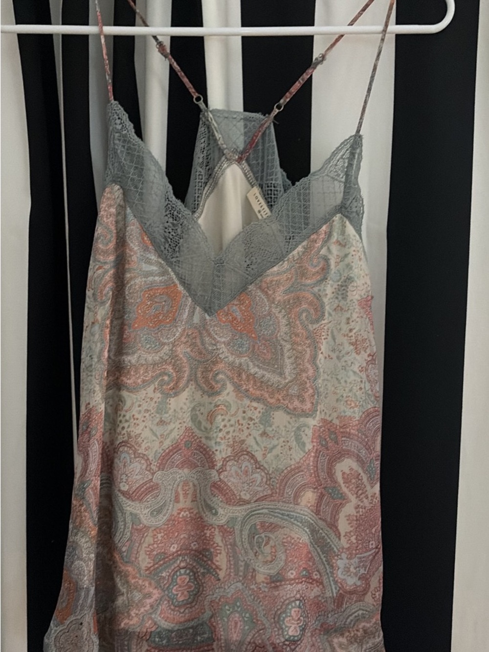 lovestitch Lace-Trim Paisley Tank in Sage and Dusty Pink